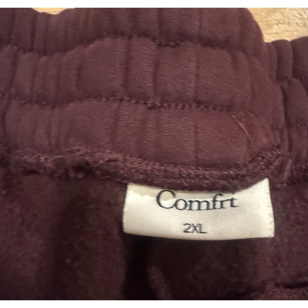 Comfrt  Burgundy women's Solid Jogger Sweatpants Elastic Waist Logo Size 2XL - Picture 3 of 4